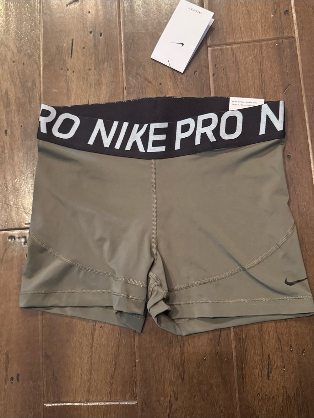 Nike Pro Olive Green Compression Bike Shorts with Black Branded Waistband